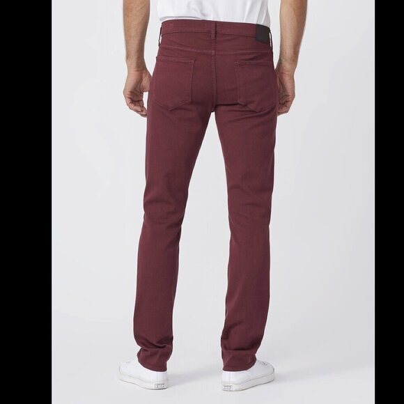 PAIGE Lennox Slim Fit Five Pockets Red Bordeaux Velvet Pants Size 28 - Picture 4 of 12